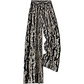 Floerns Women's Graphic Wide Leg Lounge Travel Pants Bow Knot Vacation Casual Baggy Trousers