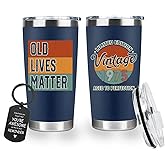 Happy 50Th Birthday Gifts For Him Her - Clever 50Th Birthday Decorations For Woman Men - 1975 Bday Gifts For Women - Gag 50 Year Old Turning Gift Ideas Coffee Mug - Old Lives Matter Tumbler 20 Oz