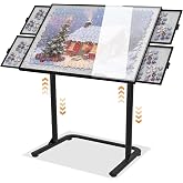 Puzzle table with drawers 1500pcs with Adjustable height &amp; up angles | Upgraded aluminum material-difficult to damage,90&deg;up Angles,Easy to install,Portable,Puzzle tables for adults with drawers