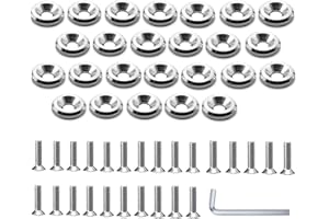 STETION 25 Pcs Fender Bumper Washer Bolt Stainless Steel M6x20mm CNC Finishing Washer Engine Bay Dress Up Fastener Kit (SS), HS312