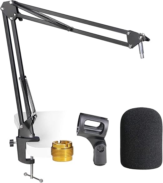 AT2020 Mic Stand with Pop Filter Microphone Boom Arm Stand with Foam