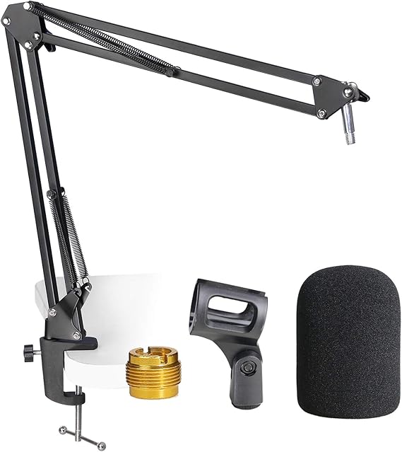 AT2020 Mic Stand with Pop Filter Microphone Boom Arm Stand with Foam