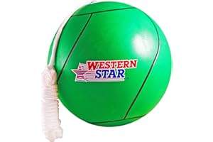 Western Star Tetherball Game Set - Soft-Touch Tether Ball with 2 Reinforced Attached Ropes - Outdoor - 4 Colors - Classic Family Game