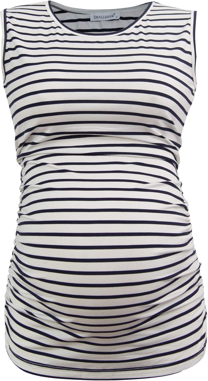 Smallshow Women's Maternity Tank Tops Sleeveless Ruched Pregnancy Clothes 3-Pack at  Women’s Clothing store