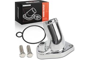 A-Premium Water Neck/Thermostat Housing Compatible with Small Block Ford 1965-1975 221, 289, 302 and 351W engines, Chrome Alu