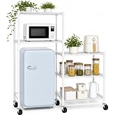 Threehoney Mini Fridge Shelf Stand with Metal Storage 3 Shelf Add on, White