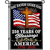 Yesuavt 250 Year America Anniversary Garden Flag Anniversary Usa Flag 12x18 Inch Outdoor One Nation Under God Patriotic American Garden Flags for Outside House Yard Decor