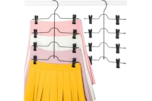 TOPIA HANGER 4 Tier Skirt Hangers for Women, Pants Hanger Space Saving with Adjustable Clips, Save 80% More Space, Clip Hange