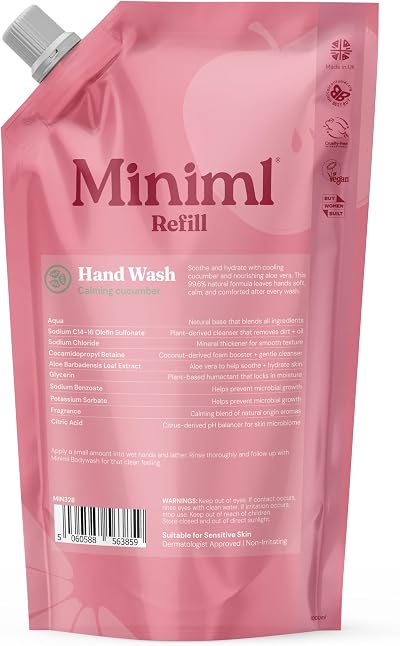 Miniml Hand Soap Refill 1L Cucumber Aloe Vera Eco Friendly Vegan Sensitive Skin