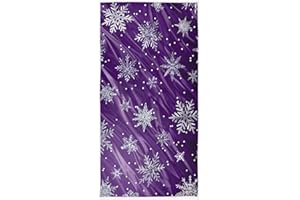 PFREWN Sparkle Glitter Purple Snowflakes Hand Towels for Bathroom Christmas Winter Kitchen Dish Hanging Towels Multipurpose for Shower Guest Towel Merry Xmas Holiday 16x30 in