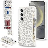 Cavor for Samsung Galaxy S24 Case Wallet, for Galaxy S24 Wallet Case with Card Holder for Women Men,Leather Zipper Pocket Card Slots Phone Cover-Leopard White