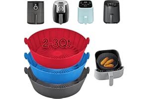 SIUDANGKA Silicone Air Fryer Liners for 2qt Air Fryer, 3 Pack Non-Stick Air Fryer Parchment Paper Air Fryer Liners Compatible with Ninja AF080 Mini, Instant Vortex 2-QT, CHEFMAN Small, COSORI Small