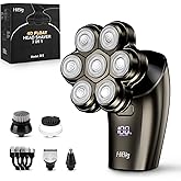 HiBig 7D Arc Electric Shaver for Head & Body, 5-in-1 Upgraded Electric Razor for Men, Waterproof Wet/Dry Detachable Head Shaver, LED Display Rechargeable Electric Shaving & Grooming Kit, Grey