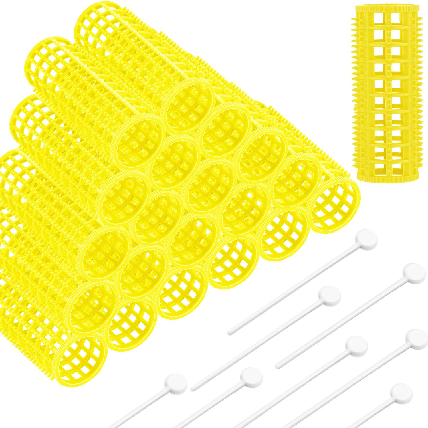 WILLBOND 24 Pcs Brush Hair Roller with Pins Plastic Mesh Hair Roller Self Grip Curler Clip for Women Long Medium Short Thick Thin Bang Barber Hairdressing Tool Home DIY Styling Salon Hairstyle Supply