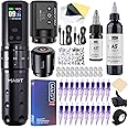Mast Fold2 Pro Tattoo Kit, Cordless Complete Tattoo Gun Machine Kit, 2 Batteries 4.5oz Black Tattoo Ink Needles Cartridges Kit
