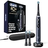 Oral-B Rechargeable Electric Toothbrush, iO9 Limited Ultimate Clean, 7 Cleaning Modes, Interactive Display, iSense Charger, Charging Travel Case, Visible Pressure Sensor, 3 Brush Heads, Black