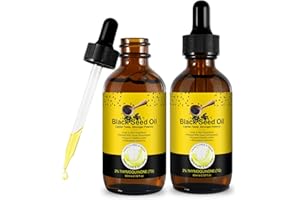 CLOXENY Black Seed Oil 2pcs,100% Natural Black Seed Oil Organic Cold Pressed,Black Seed Oil Liquid for Hair Growth,Skin,Face,Massage,Antioxidant for Immune Support,Omegas 3, 6, and 9, 4 Fl Oz