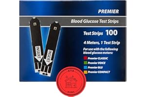 STS HOME Premier Blood Glucose Test Strips | Blood Glucose Test Strip | Blood Sugar Test Strips | Premier Test Strips 100 Count + STS Sticker.