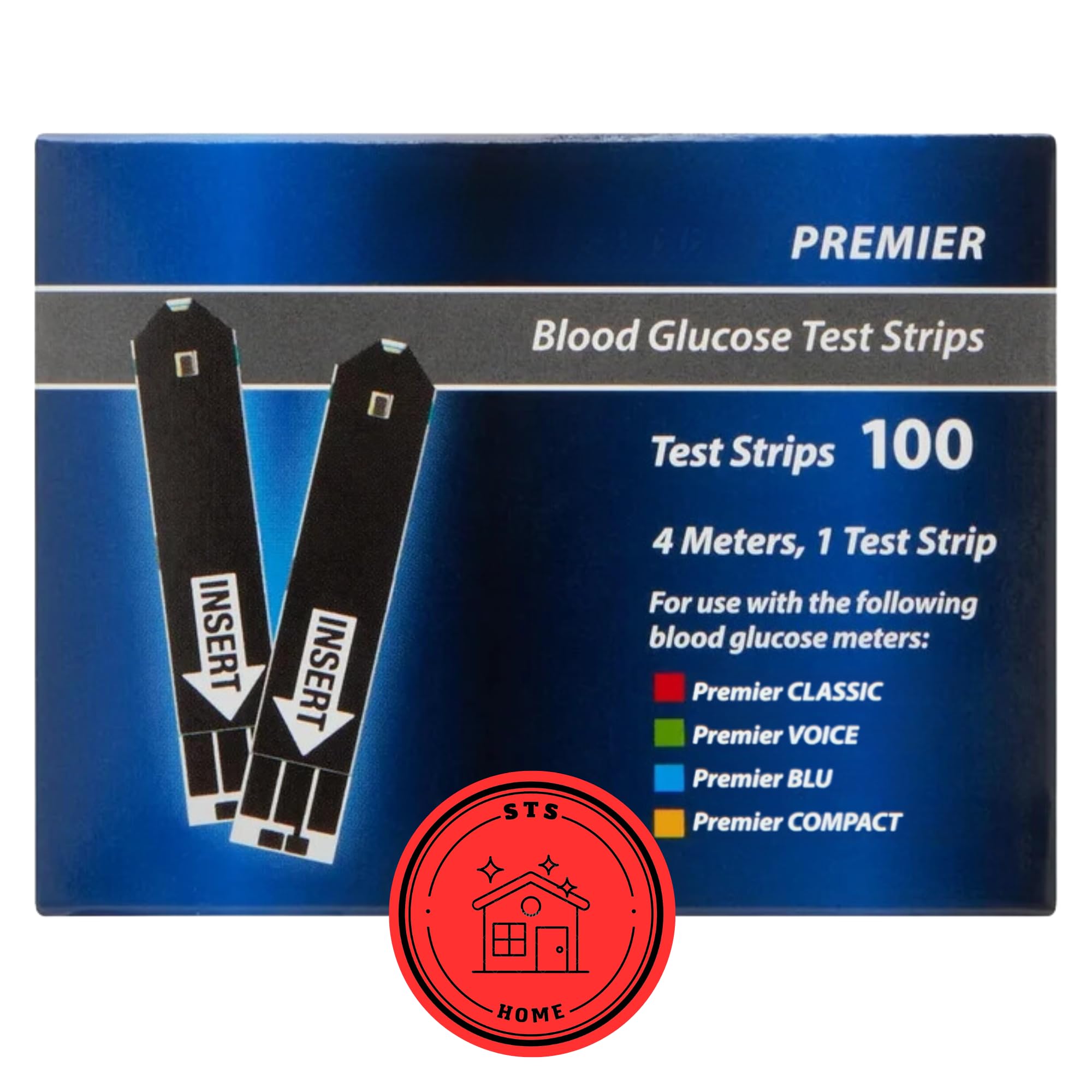 Premier Blood Glucose Test Strips | Blood Glucose Test Strips | Test Strips for Diabetes | Blood Sugar Test Strips | Diabetic Test Strips | Premier Test Strips 100 Count + STS Sticker.