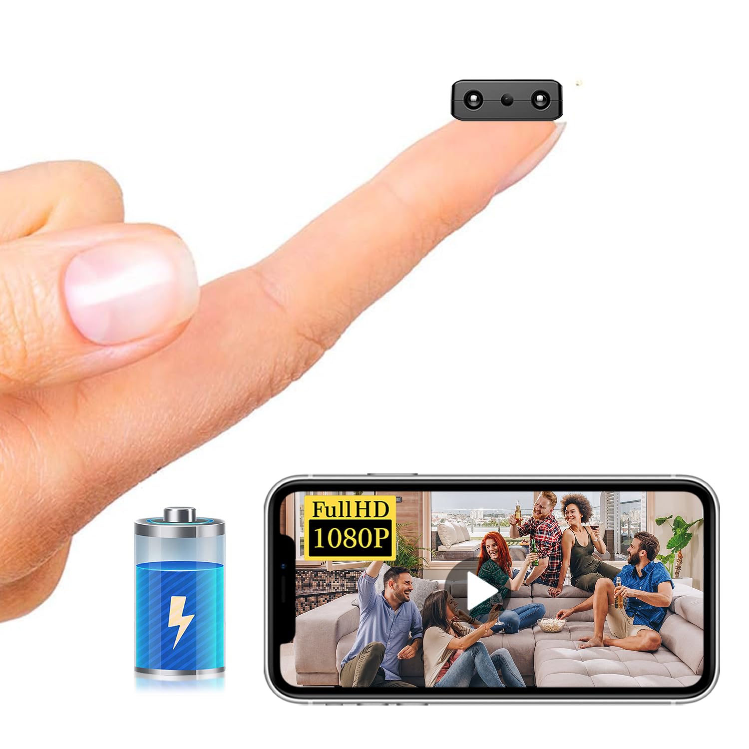 Photo 1 of Smallest Wireless WiFi IP Camera,HD1080P Spy Camera with Battery,Portable Video Recording Live Feed,Baby Monitor with Night Vision,Motion Detection,Cloud Storage for Security with iOS Android APP