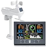 Urageuxy Weather Stations Wireless Indoor Outdoor, Home Weather Station with Rain Gauge, Atomic Clock, Wind Speed, Weather Forecast, Temperature, Humidity, Moon Phase, Barometric Pressure