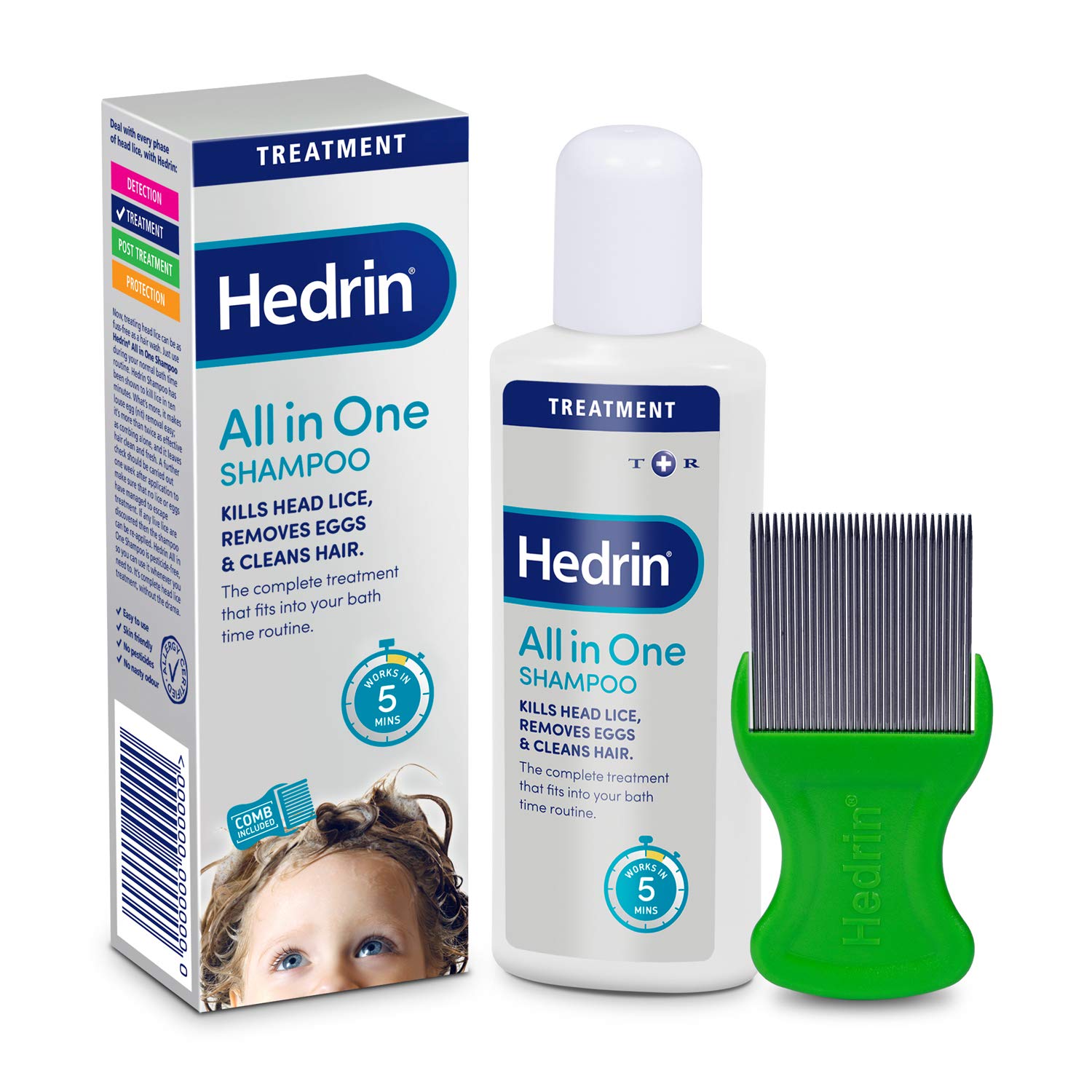 Hedrin All In One Shampoo Head Lice Treatment With Nit Comb