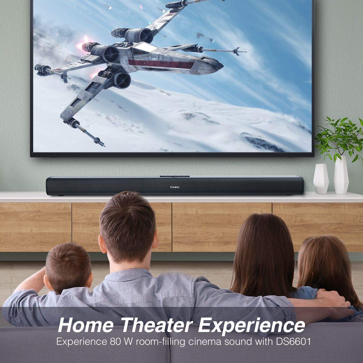 Soundbar, 37 Inch Sound Bars for TV with Builtin 6 Speakers & 4