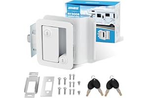Kohree Upgraded RV Door Lock Replacement with Paddle Deadbolt, Camper Door Handle Latch, 100% Zinc Alloy RV Travel Trailer Entry Door Lock with Keys for Camper Horse Trailer Cargo Hauler, White