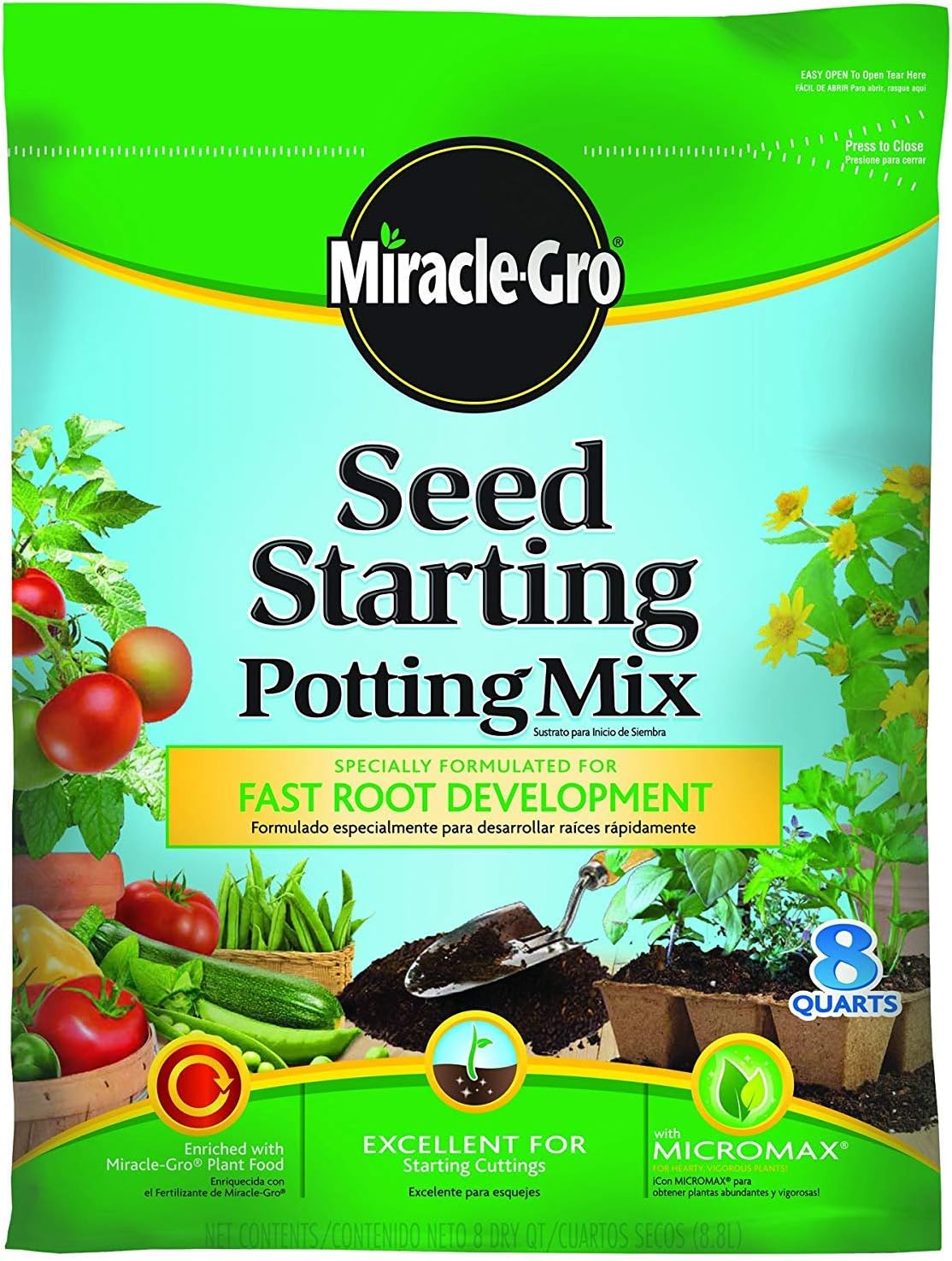 Miracle-Gro Seed Starting Potting Mix, 8-Quart : Soil : Garden & Outdoor
