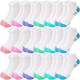 Bemeol Girls Socks 18 Pairs Ankle Socks for Girl Cotton Running Sports Athletic Low Cut Sock