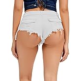 LIUWANCN Women’s Sexy Low Rise Frayed Hem Mini Jeans Shorts Casual Stretchy Denim Shorts Hot Pants