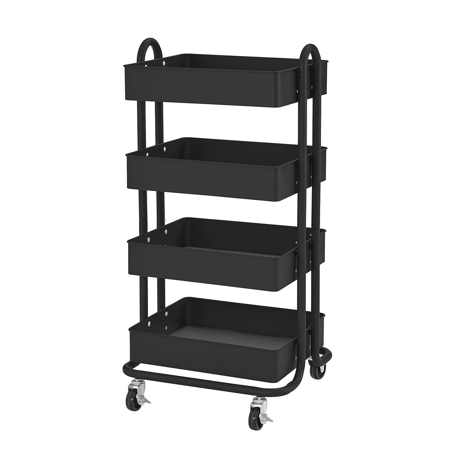 ECR4Kids 4-Tier Metal Rolling Utility Cart - Heavy Duty Mobile Storage Organizer, Black: Industrial & Scientific