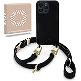 WILDE iPhone 14 Pro Max Case with Strap, Crossbody iPhone 14 Pro Max Case with Adjustable Strap 50–150cm, TPU Shockproof Drop Protection Phone Lanyard Cover with Raised Camera & Screen Edges, Black