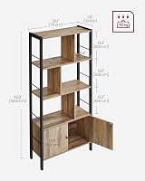VASAGLE Bookshelf Storage Shelf 4 Shelves Doors Industrial Toasted Oak Black view 6