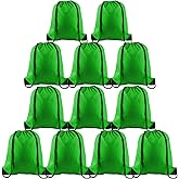 KUUQA 12 Pcs Drawstring Backpack Bags String Backpack Bulk Sport Gym Sack Bags for Traveling and Storage (Dark Green)