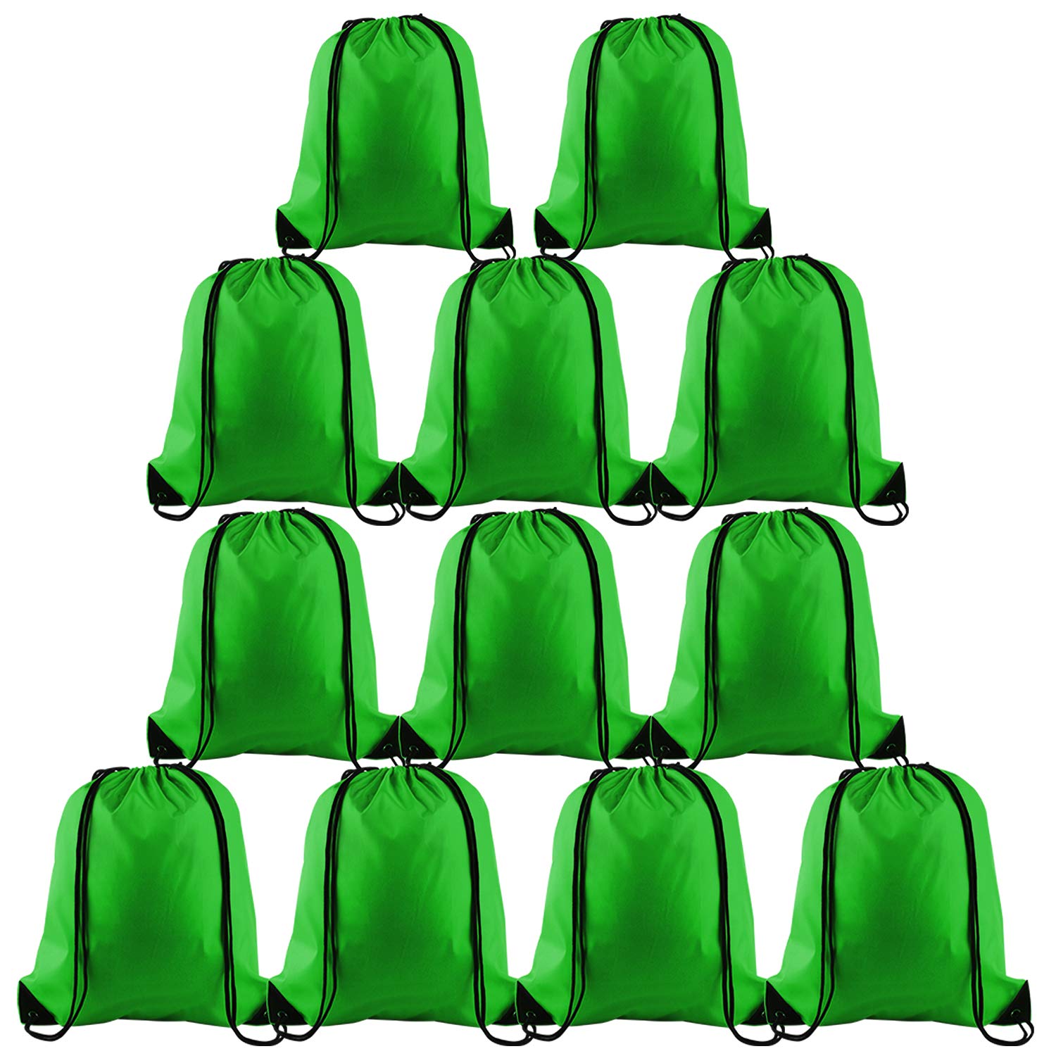 FEPITO 2/12/15 Pack Drawstring Backpack Bags Sack Cinch Bag String Backpack for Gym Traveling (12, Dark green) — image 1