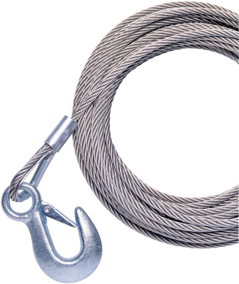 Powerwinch 20' x 7/32" Replacement Galvanized Cable w/Hook f/215, 315 & T1650