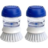 CELOX 2 Pack Dish Brush with Soap Dispenser for Kitchen Cleaning