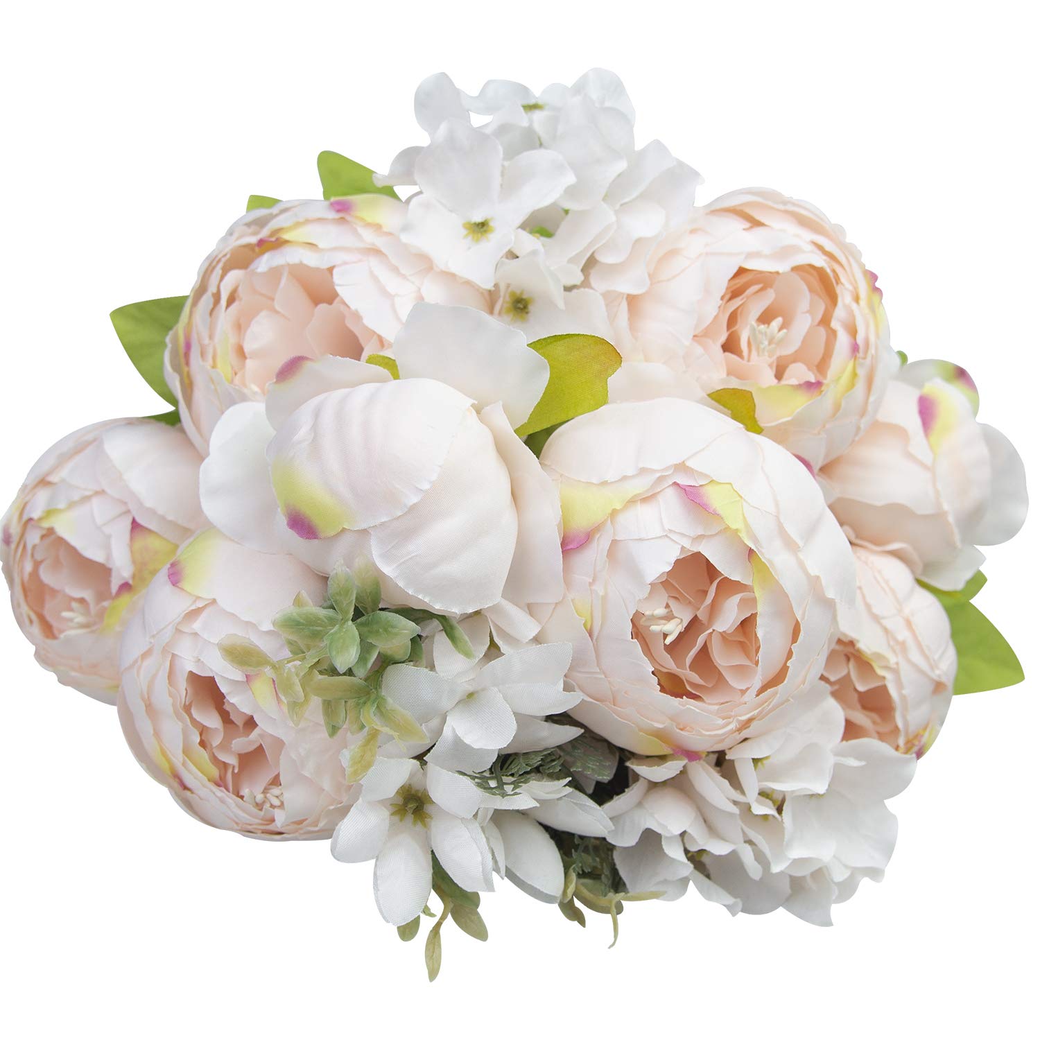 HUAHUASHIJIE Vintage Artificial Peonies Silk Peony Flowers Bouquet for Wedding Bridal Home Décor – Beautiful Floral Centerpiece Arrangement Decoration with 1 Bouquets (Light Pink)