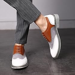 Men's Two Tone Patchwork Brogue Oxfords Shoes