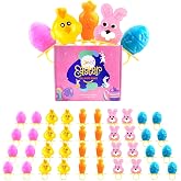 Easter Ring Lollipops Candy, Bunny, Chick, Carrot, Egg Suckers Individually Wrapped Bulk for Easter Basket Stuffers, Egg Hunt, Spring Treats, Party Favors, 40 Count