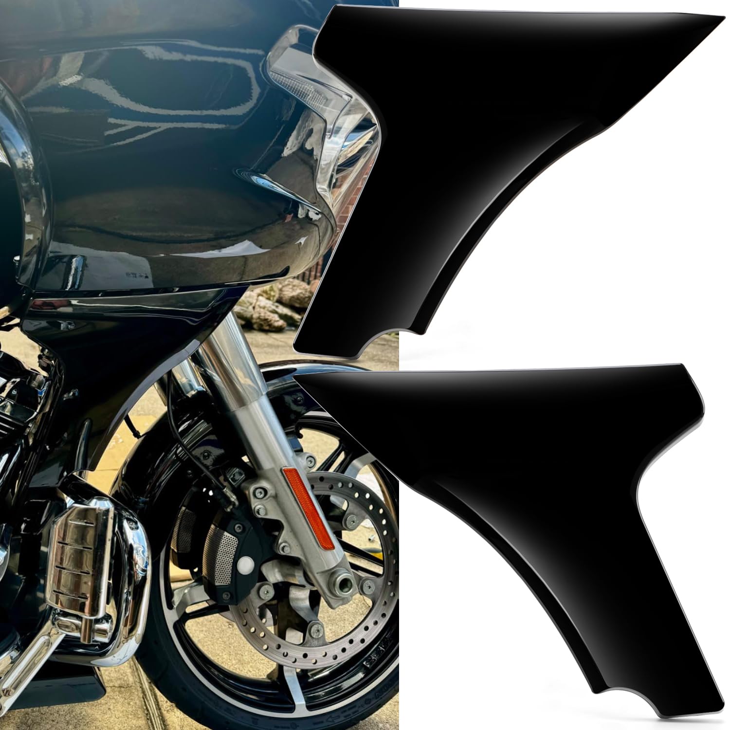 Photo 1 of Side Fairing Panel kit Lower Fairing Spoiler Cover Accessories Compatible with Harley Touring Road Glide 2024-up,CVO Road Glide 2023-up,CVO Road Glide ST 2024-up (Gloss Black)
