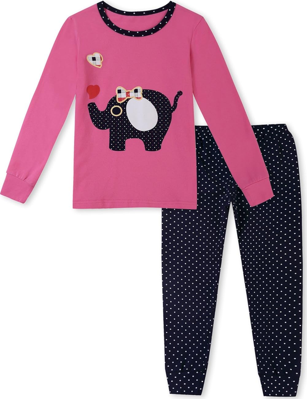 Tween Girl's Elephant Pajama Set Christmas Cotton Animal Sleepwear