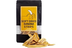 ME GARNISH 3.5 Oz Dried Banana Strips - No Sugar Added | Dehydrated banana strips | Flat Soft dired chewy Banana strips | Dried Banana Fruit