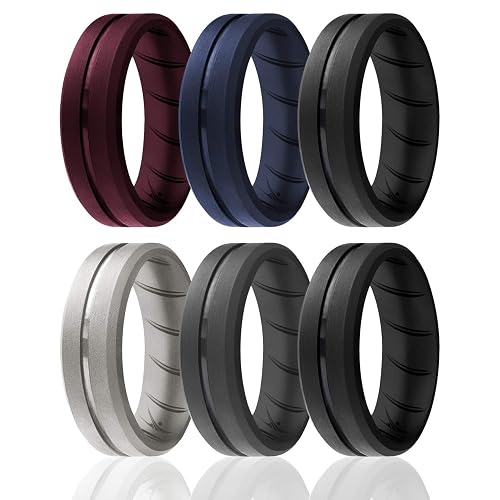 ROQ Men's Silicone Wedding Ring – Breathable Airflow Design, Medical Grade, Safe For Work & Active Lifestyles