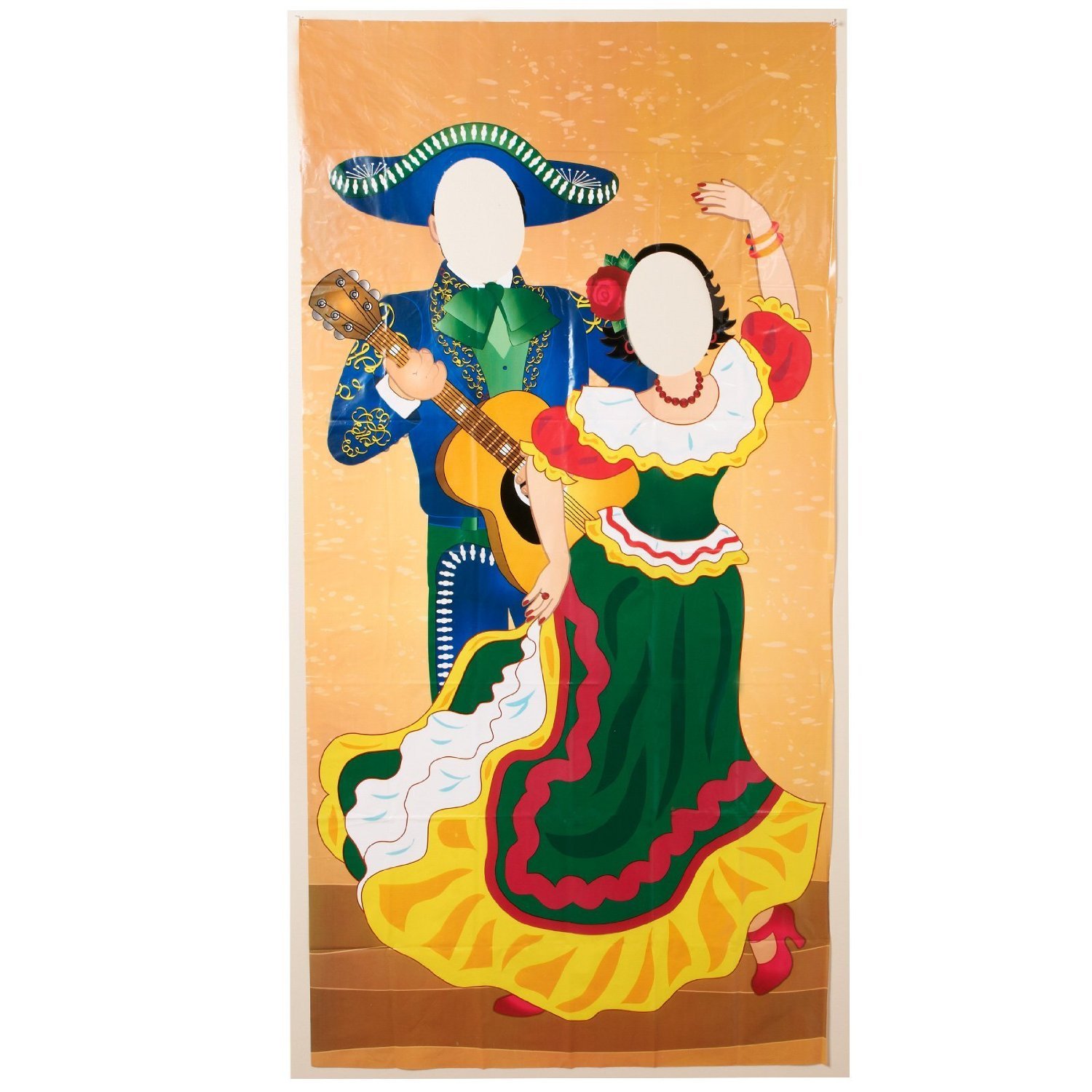 Colorful Plastic Spanish Mexican Cinco De Mayo Party Face Cutout Fiesta