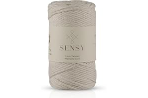 S SENSY Sensy Premium Macrame Cord 3mm 109 Yards, 100% Cotton, Single Strand Twisted, Macrame Rope, Macrame String Cotton Yarn, Macrame Yarn (Ecru)