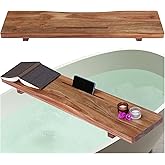 Premium 1.2IN Thickened Board Acacia Wood Bathtub Tray Caddy with Adjustable Legs, Minimalistic Design Bath Tray for Tub, Bat