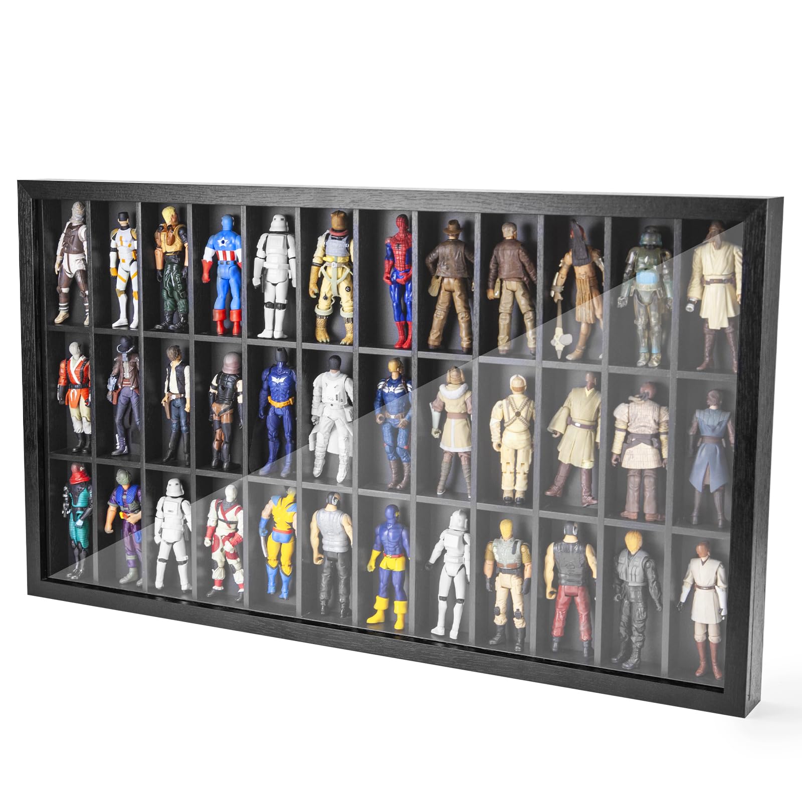 Photo 1 of 3.75 inch Figure Collectors Showcase, Display Frame Case for Action Figures, Dustproof Cabinet Box for Collectibles, Compatible with Star was/ Gi Jeo Classified Series, 24.61" X 1.65" X 13.98"
