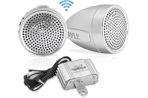 Pyle 300 Watt Weatherproof Motorcycle Speaker and Amplifier System w/ Two 2.25 Inch Waterproof Speakers, AUX IN- Handlebar Mo